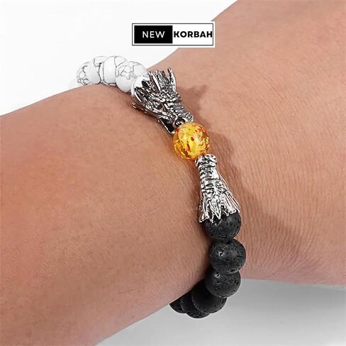 New Korbah Genuine Zen Fusion: Volcanic Rock White Turquoise Citrine Topaz Dragon Bracelet - Perfect for Yoga and Special Occasion Gifting, and Christmas Celebration in Saudi Arabia