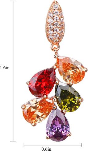 Colorful Hypoallergenic Jewelry Sets for Women,Rose Gold Plated Sparkle Artificial Gemstone Hoop Earrings Dangle Earrings Ring Pendant Necklace Bracelet Gifts for Wedding Birthdays Engagement Brides Bridesmaids Anniversary in Saudi Arabia