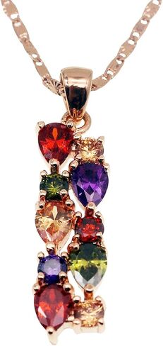 Colorful Hypoallergenic Jewelry Sets for Women,Rose Gold Plated Sparkle Artificial Gemstone Hoop Earrings Dangle Earrings Ring Pendant Necklace Bracelet Gifts for Wedding Birthdays Engagement Brides Bridesmaids Anniversary in Saudi Arabia