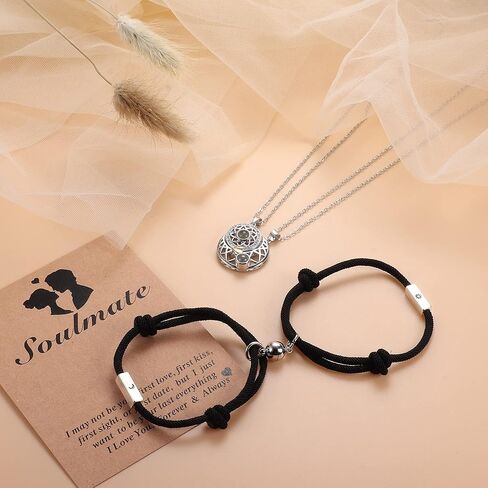 thunaraz 100 لغة مطابقة قلادة أساور للأزواج الشمس والقمر قلادة الإسقاط الأزواج أساور العلاقة أفضل صديق أساور الأزواج المجوهرات in Kuwait