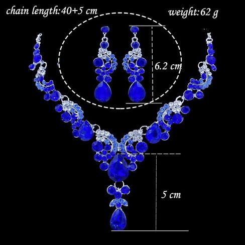 Elegant Rhinestone Teardrop Cluster Y-Necklace Dangle Earrings Bridal Wedding Party Costume Jewelry Sets for Brides Women in Saudi Arabia