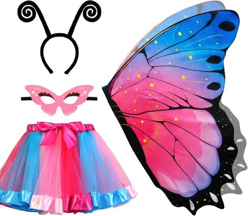 iROLEWIN Kids Fairy Butterfly Wings for Girls Toddlers Dress-Up Costume Mask Tutu and Headband Sister Birthday Gifts Party in Saudi Arabia
