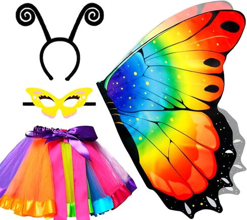 iROLEWIN Kids Fairy Butterfly Wings for Girls Toddlers Dress-Up Costume Mask Tutu and Headband Sister Birthday Gifts Party in Saudi Arabia