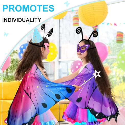 iROLEWIN Kids Fairy Butterfly Wings for Girls Toddlers Dress-Up Costume Mask Tutu and Headband Sister Birthday Gifts Party in Saudi Arabia