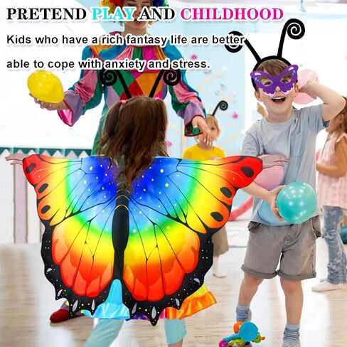 iROLEWIN Kids Fairy Butterfly Wings for Girls Toddlers Dress-Up Costume Mask Tutu and Headband Sister Birthday Gifts Party in Saudi Arabia