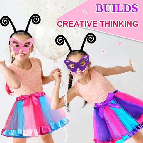 iROLEWIN Kids Fairy Butterfly Wings for Girls Toddlers Dress-Up Costume Mask Tutu and Headband Sister Birthday Gifts Party in Saudi Arabia
