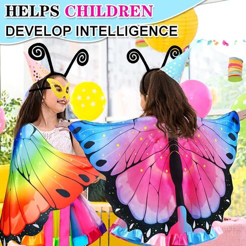 iROLEWIN Kids Fairy Butterfly Wings for Girls Toddlers Dress-Up Costume Mask Tutu and Headband Sister Birthday Gifts Party in Saudi Arabia