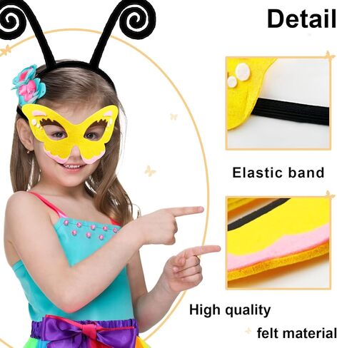 iROLEWIN Kids Fairy Butterfly Wings for Girls Toddlers Dress-Up Costume Mask Tutu and Headband Sister Birthday Gifts Party in Saudi Arabia