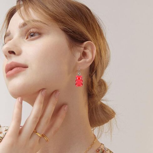 مجموعة مجوهرات الدب 9 قطع من GBAHFY تتضمن 8 أزواج من الأقراط المتدلية على شكل حلوى غائر و7 ألوان من الراتنج الدب قلادة هدايا الحفلات للنساء والفتيات in Kuwait