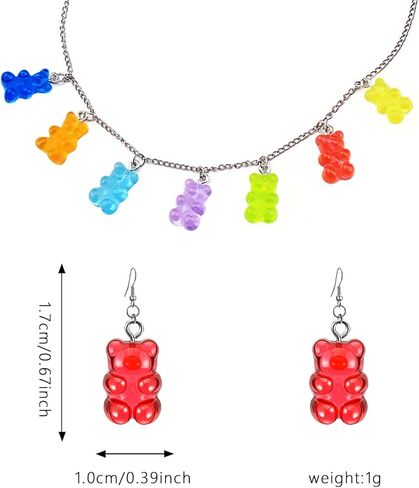 مجموعة مجوهرات الدب 9 قطع من GBAHFY تتضمن 8 أزواج من الأقراط المتدلية على شكل حلوى غائر و7 ألوان من الراتنج الدب قلادة هدايا الحفلات للنساء والفتيات in Kuwait