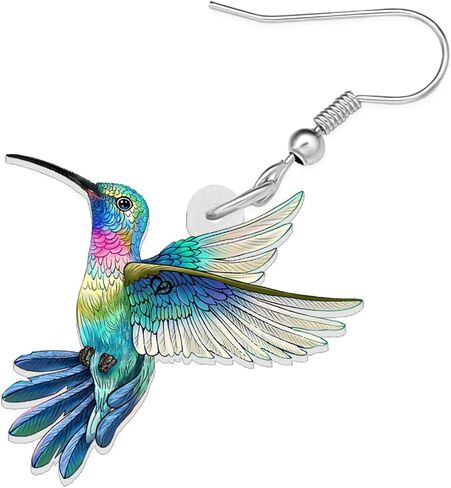 Cute Acrylic Hummingbird Dangle Hook Earrings for Women Girls Colorful Bird Jewelry Gifts for Bird Lovers Charms in Saudi Arabia