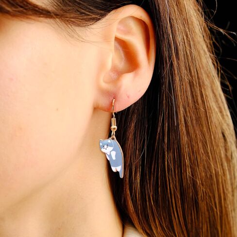 Cute Cat Dangle Earrings 6 Pairs Funny Cartoon Kitten Earrings Animals Print Cat Lovers Sets for Women Girls Vacation Valentine's Day Jewelry Gifts Cat Birthday Party Supplies Favors Classroom Rewards in Kuwait