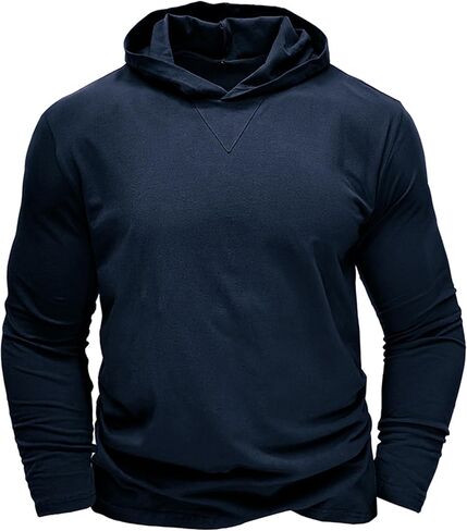 Hibluco Men's Lightweight Long Sleeve Hooded Sweatshirt Casual T Shirt Hoodie in Saudi Arabia