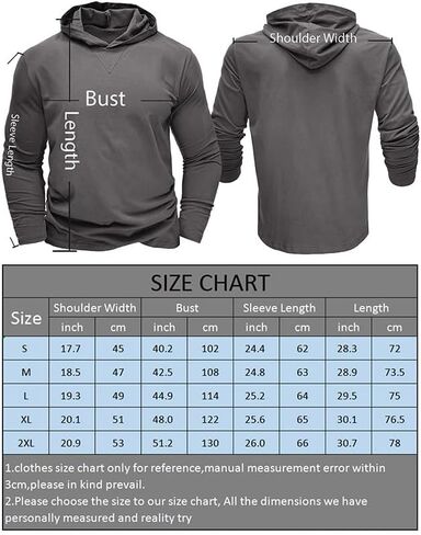 Hibluco Men's Lightweight Long Sleeve Hooded Sweatshirt Casual T Shirt Hoodie in Saudi Arabia