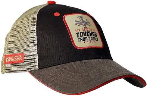 My Savior is Tougher Than Nails Mens One Size Fits Most Cotton Polyester Blend Mens Baseball Cap Hat for Outdoor Activities, Black/Grey in Saudi Arabia