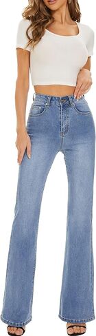 Flare Jeans for Women High Waisted Stretchy American Flag Bell Bottoms Denim Flare Pants in Saudi Arabia