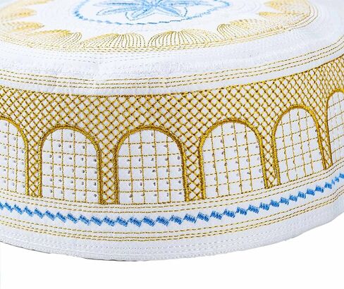 الرجال مسلم الصلاة الكوفي قبعة الصلاة أغطية الرأس قبعة قبعة إسلامية قبعة الجمجمة التطريز كوفيا توبي قبعة الشمس هدية عيد رمضان in Saudi Arabia