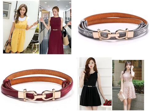 حزام جلدي نحيف للفستان أحزمة خصر رفيعة للنساء in Kuwait