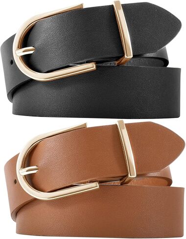 أحزمة جلدية نسائية من TRIWORKS لفستان الجينز وأحزمة خصر من الجلد الصناعي الناعم مع إبزيم معدني in Kuwait