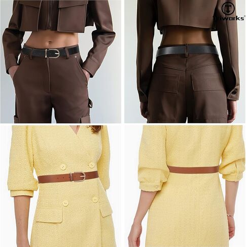 أحزمة جلدية نسائية من TRIWORKS لفستان الجينز وأحزمة خصر من الجلد الصناعي الناعم مع إبزيم معدني in Kuwait