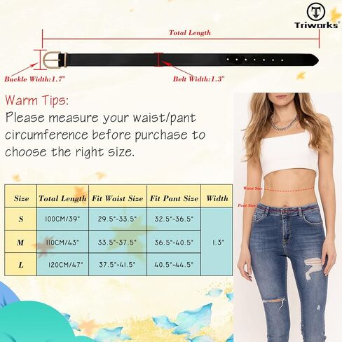 أحزمة جلدية نسائية من TRIWORKS لفستان الجينز وأحزمة خصر من الجلد الصناعي الناعم مع إبزيم معدني in Kuwait