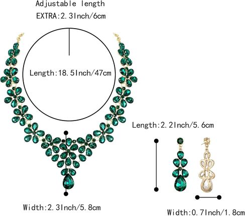 BriLove Women's Wedding Bridal Teardrop Cluster Crystal Statement Necklace Dangle Earrings Set for Bride in Saudi Arabia