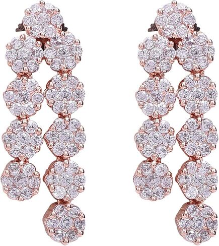 مكعب زركونيا الزفاف رائع الزفاف مزدوجة حبلا قلادة استرخى أقراط مجموعة مجوهرات RVA102 in Kuwait