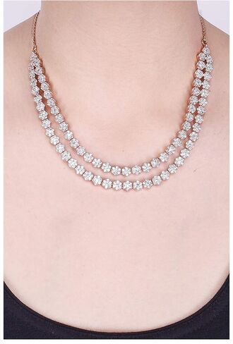 مكعب زركونيا الزفاف رائع الزفاف مزدوجة حبلا قلادة استرخى أقراط مجموعة مجوهرات RVA102 in Kuwait