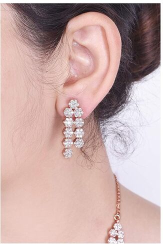 مكعب زركونيا الزفاف رائع الزفاف مزدوجة حبلا قلادة استرخى أقراط مجموعة مجوهرات RVA102 in Kuwait