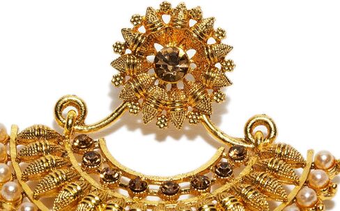 قطعة رأس على شكل قطرة من اللؤلؤ الصناعي على شكل نصف قمر ماانج تيكا مع أقراط هندية للنساء in Kuwait