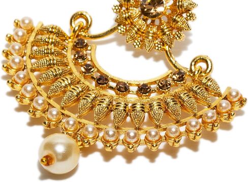 قطعة رأس على شكل قطرة من اللؤلؤ الصناعي على شكل نصف قمر ماانج تيكا مع أقراط هندية للنساء in Kuwait