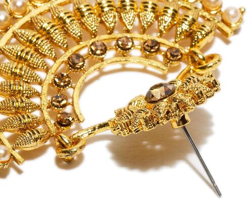 قطعة رأس على شكل قطرة من اللؤلؤ الصناعي على شكل نصف قمر ماانج تيكا مع أقراط هندية للنساء in Kuwait