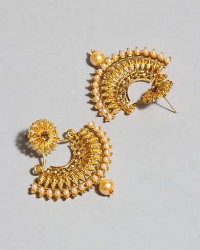 قطعة رأس على شكل قطرة من اللؤلؤ الصناعي على شكل نصف قمر ماانج تيكا مع أقراط هندية للنساء in Kuwait