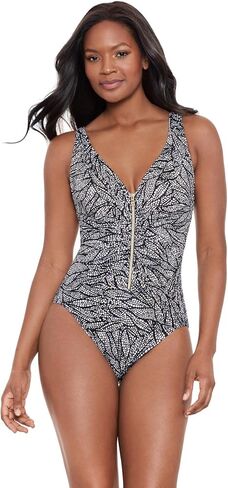 Miraclesuit Women's Swimwear Razzle Dazzle Zipt Soft Cup Tummy Control One Piece Swimsuit in Saudi Arabia