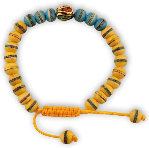 سوار طبي مدمج، خرزات علاجية لليوجا، معصم قابل للتعديل، خيارات ألوان متعددة (أصفر/أزرق 1) in Kuwait