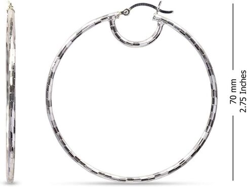 LeCalla 925 Sterling Silver Hoop Earrings Lightweight Italian LARGE High-Polished Round Statement Silver Hoops Earring for Women in Saudi Arabia