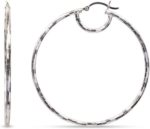 LeCalla 925 Sterling Silver Hoop Earrings Lightweight Italian LARGE High-Polished Round Statement Silver Hoops Earring for Women in Saudi Arabia