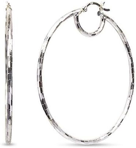 LeCalla 925 Sterling Silver Hoop Earrings Lightweight Italian LARGE High-Polished Round Statement Silver Hoops Earring for Women in Saudi Arabia
