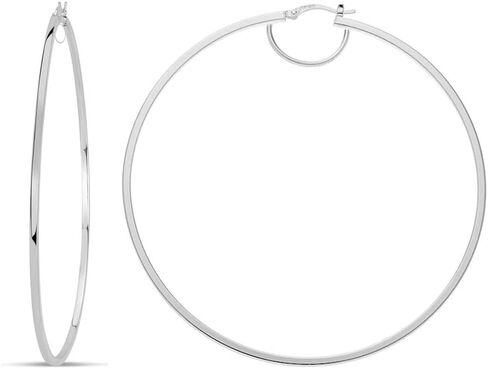 LeCalla 925 Sterling Silver Hoop Earrings Lightweight Italian LARGE High-Polished Round Statement Silver Hoops Earring for Women in Saudi Arabia