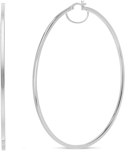 LeCalla 925 Sterling Silver Hoop Earrings Lightweight Italian LARGE High-Polished Round Statement Silver Hoops Earring for Women in Saudi Arabia