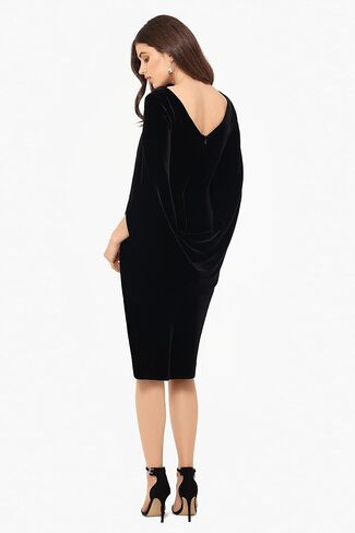 Betsy & Adam Women's Velvet Midi Cowl Neck Drape Back Dress in Saudi Arabia