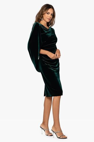 Betsy & Adam Women's Velvet Midi Cowl Neck Drape Back Dress in Saudi Arabia