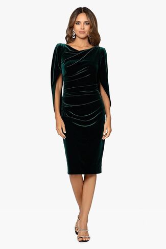 Betsy & Adam Women's Velvet Midi Cowl Neck Drape Back Dress in Saudi Arabia