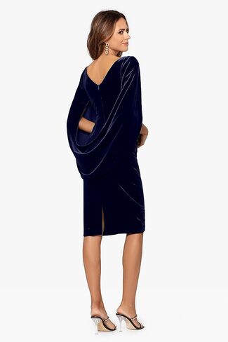 Betsy & Adam Women's Velvet Midi Cowl Neck Drape Back Dress in Saudi Arabia