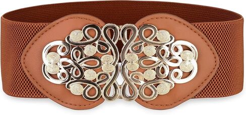 BOLEROSE Wide Elastic Cinch Stretch Waistband Retro Gold Medusa Buckle Waist Belt in Saudi Arabia