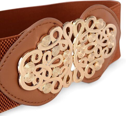 BOLEROSE Wide Elastic Cinch Stretch Waistband Retro Gold Medusa Buckle Waist Belt in Saudi Arabia