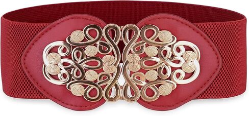 BOLEROSE Wide Elastic Cinch Stretch Waistband Retro Gold Medusa Buckle Waist Belt in Saudi Arabia