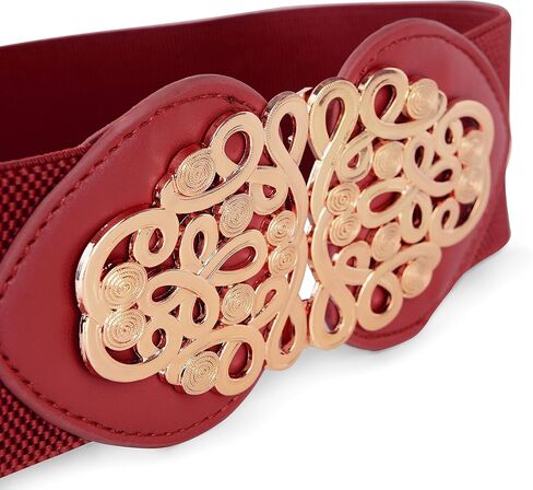 BOLEROSE Wide Elastic Cinch Stretch Waistband Retro Gold Medusa Buckle Waist Belt in Saudi Arabia