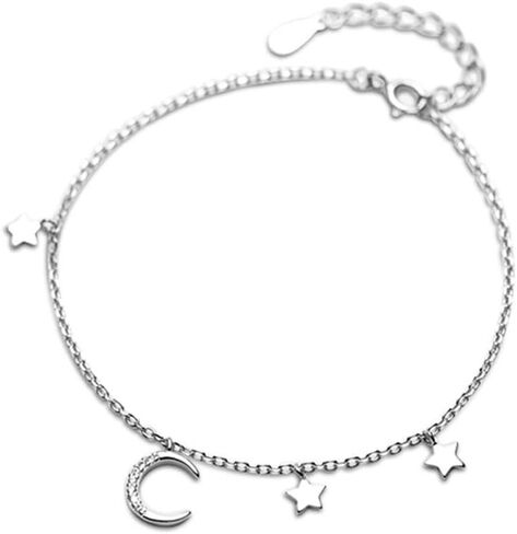 SLUYNZ Star Moon Bracelet for Women Sterling Silver Adjustable Thin Link Bracelet with Star Moon Charms Bracelet in Saudi Arabia