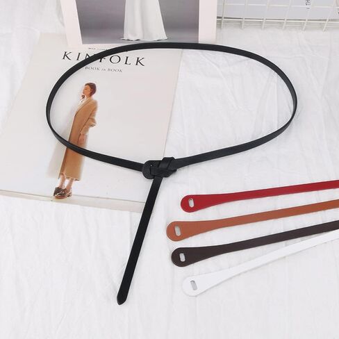 حزام رفيع من الجلد الصناعي بعقدة بسيطة مجانية للنساء والفتيات وحزام الخصر in Kuwait